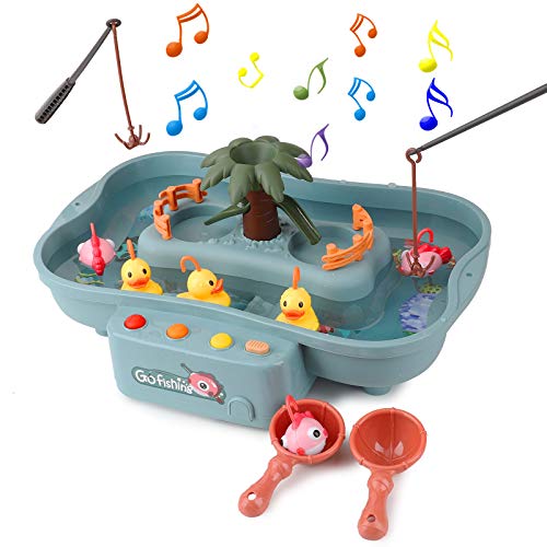 FORMIZON Juguete de Pesca, Juguetes de Baño Bebe, Juguetes Bañera Juguetes Piscina para Niños, Juguetes de Pesca con Música, Juegos de Agua para Niños Niñas (Azul-2)