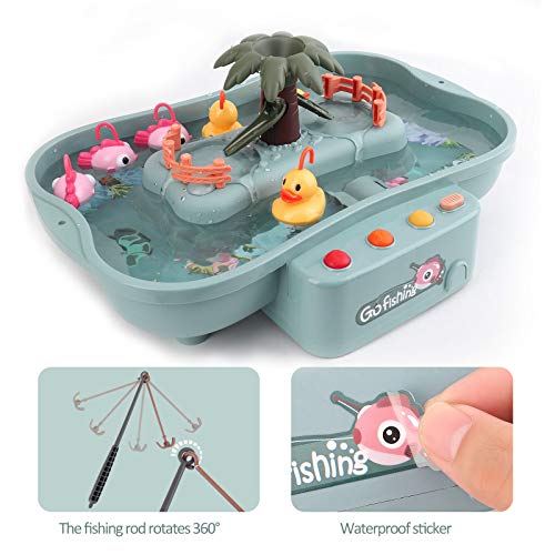 FORMIZON Juguete de Pesca, Juguetes de Baño Bebe, Juguetes Bañera Juguetes Piscina para Niños, Juguetes de Pesca con Música, Juegos de Agua para Niños Niñas (Azul-2)