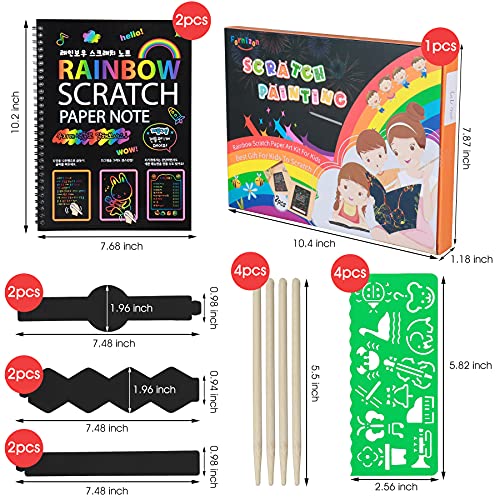 FORMIZON Scratch Art Cuadernos, Scratch Art Paper Notebook, Manualidades para NiñOs, Cuadernos De Notas De Arte ArcoíRis para Rascar, Dibujo Scratch Arco Iris Papel para Notas, Dibujos, Juegos