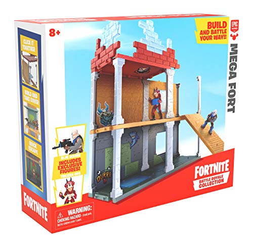 Fortnite 63511 Battle Royale Collection Mega Fort y 2 figuras exclusivas de Tricera Ops y Blue Squire, multicolor , color/modelo surtido