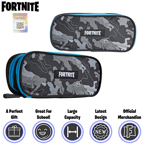 Fortnite Estuche Escolar Niño, Estuches para Lápices Diseño Emotes y Llama Ovalados y Rectangulares, Materiales Escolares Producto Oficial Fornite, Regalos para Chicos y Chicas (Camuflaje Negro)