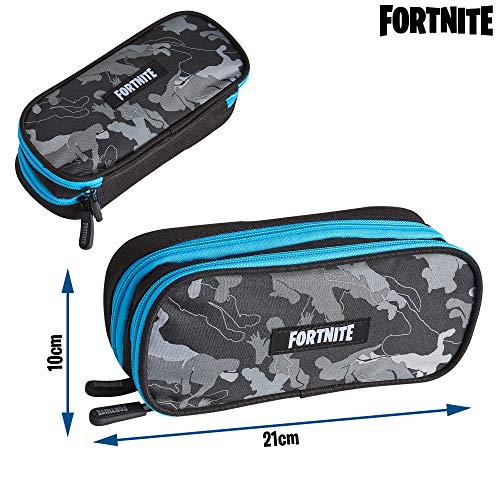 Fortnite Estuche Escolar Niño, Estuches para Lápices Diseño Emotes y Llama Ovalados y Rectangulares, Materiales Escolares Producto Oficial Fornite, Regalos para Chicos y Chicas (Camuflaje Negro)