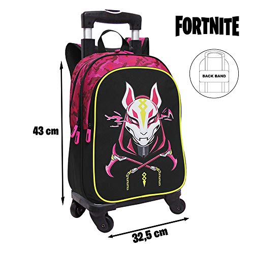 Fortnite MAX Drift Mochila Adaptable con Trolley de 4 Ruedas giratorias multidireccionales con Bolsillo