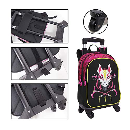 Fortnite MAX Drift Mochila Adaptable con Trolley de 4 Ruedas giratorias multidireccionales con Bolsillo