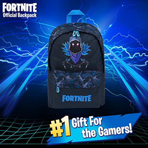 Fortnite Mochila Niños | Mochilas Escolares Juveniles | Mochila Escolar Llama, Camuflaje | Estilo Unisex para Niños y Adultos | Regalos Para Adolescentes (negro Raven)