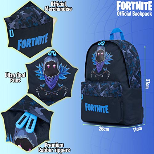 Fortnite Mochila Niños | Mochilas Escolares Juveniles | Mochila Escolar Llama, Camuflaje | Estilo Unisex para Niños y Adultos | Regalos Para Adolescentes (negro Raven)