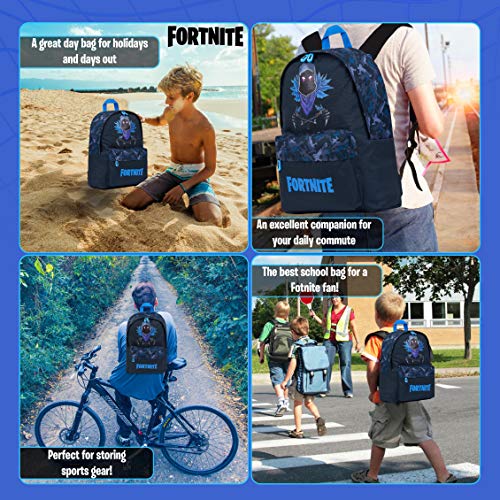 Fortnite Mochila Niños | Mochilas Escolares Juveniles | Mochila Escolar Llama, Camuflaje | Estilo Unisex para Niños y Adultos | Regalos Para Adolescentes (negro Raven)