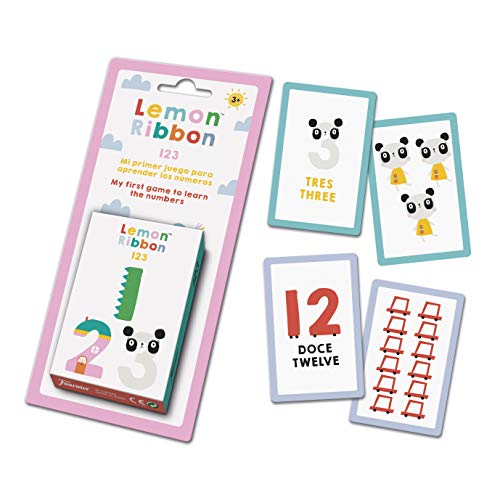 Fournier- Lemon Ribbon 1,2,3, Mi Primer Juego para Aprender los Números Baraja Educativa, Color Multiple (40 Cartas)