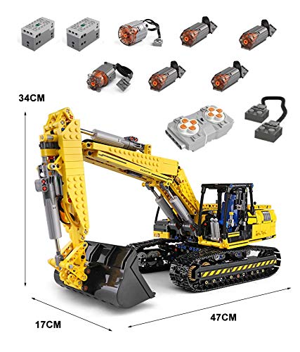 Foxcm Technic - Excavadora Motorizada con Control Remoto y 6 Motor, Juegos de construcción, 1830 Bloques - Compatible con Lego Technic