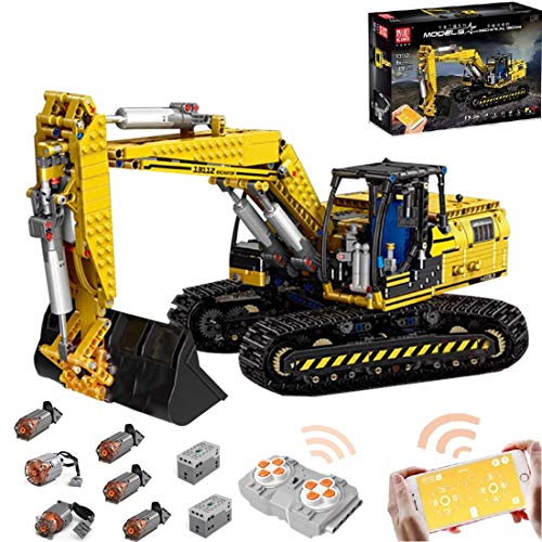 Foxcm Technic - Excavadora Motorizada con Control Remoto y 6 Motor, Juegos de construcción, 1830 Bloques - Compatible con Lego Technic