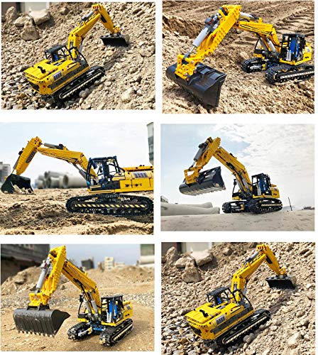 Foxcm Technic - Excavadora Motorizada con Control Remoto y 6 Motor, Juegos de construcción, 1830 Bloques - Compatible con Lego Technic