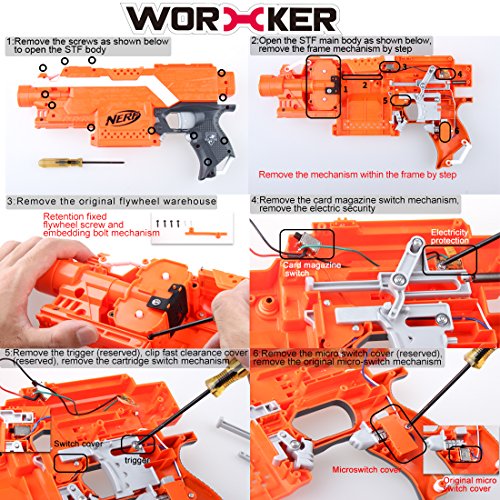 Foxom Worker Flywheel - Kit de actualización para Nerf Stryfe Rapidstrike CS-18 Blaster, Nerf N-Strike Elite Infinus, incluye carretilla Flywheel, ruedas, motor, alambre y tornillo