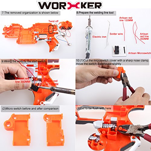 Foxom Worker Flywheel - Kit de actualización para Nerf Stryfe Rapidstrike CS-18 Blaster, Nerf N-Strike Elite Infinus, incluye carretilla Flywheel, ruedas, motor, alambre y tornillo