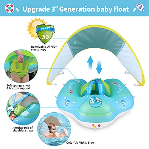 Free Swimming Baby Flotador inflable de la natación del bebé con la ayuda inferior segura y flotadores de la boya de la nadada para los nadados más seguros de la nueva versión grande