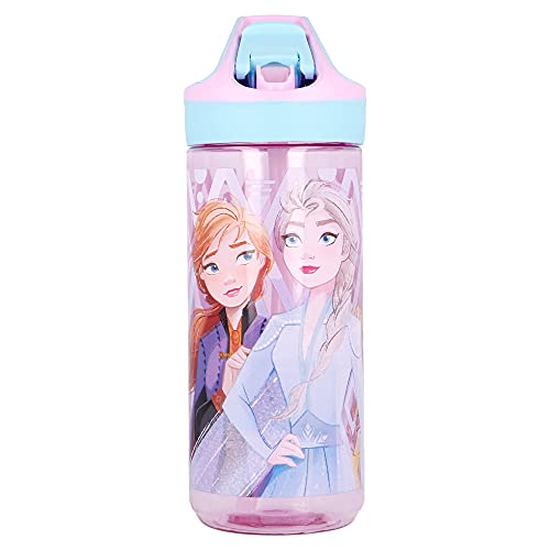 Frozen 2 | Botella de Tritan Reutilizable para Niños | Cantimplora Reusable con Sistema Antigoteo y Pajita de Silicona - Facil Apertura con botón - Sin BPA - Capacidad: 620 ml