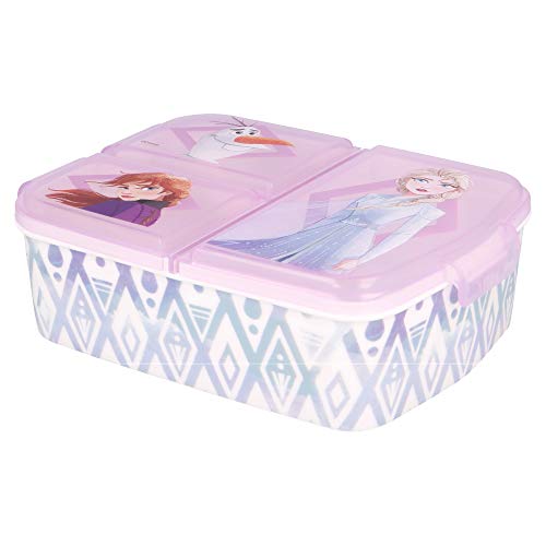 FROZEN - ELSA ANNA OLAF | Caja de Almuerzo con 3 Compartimentos - Fiambrera Infantil para colegio - lonchera para niños