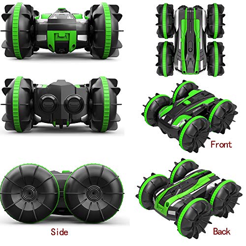 FSTgo Juguetes navideños Coche/Barco RC Coches a Control Remoto Piscina Agua Juguete de Regalo Off Road Rock Crawler 4WD 2.4Ghz A Prueba de Agua Stunt Vehículos controlados por Radio