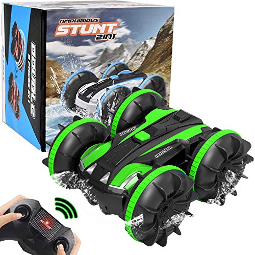 FSTgo Juguetes navideños Coche/Barco RC Coches a Control Remoto Piscina Agua Juguete de Regalo Off Road Rock Crawler 4WD 2.4Ghz A Prueba de Agua Stunt Vehículos controlados por Radio