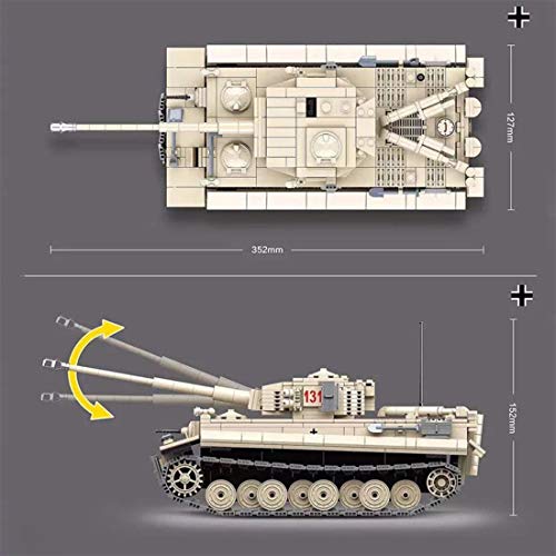 Fujinfeng Tanque Militar Juguete, 1018 Piezas Tank Toy Juego de Construcción - Compatible con Lego (Este Producto no es Creado ni Vendido por Lego) - Tiger Tank 131