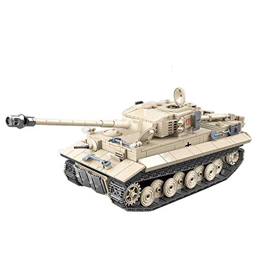 Fujinfeng Tanque Militar Juguete, 1018 Piezas Tank Toy Juego de Construcción - Compatible con Lego (Este Producto no es Creado ni Vendido por Lego) - Tiger Tank 131