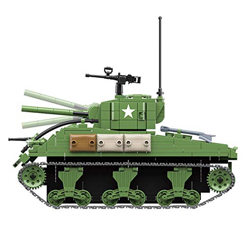 Fujinfeng Tanque Militar Juguete, 726 Piezas Tank Toy Juego de Construcción - Compatible con Lego (Este Producto no es Creado ni Vendido por Lego) - ww2 Swat V12 Engine Sherman M4A1 Tank