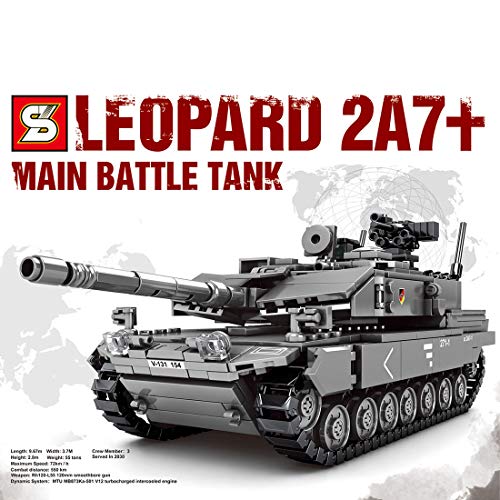 Fujinfeng Tanque Militar Juguete, 898 Piezas Tank Toy Tanque Construcción - Compatible con Lego (Este Producto no es Creado ni Vendido por Lego) - Grey Camouflage Main Battle Tank