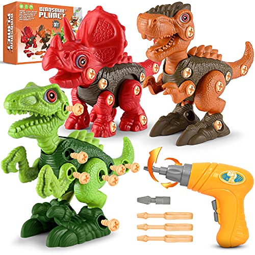 Fundia Take Apart Dinosaur Toys for Kids 3-5, Stem Toys for 3 4 5 6 7 Year Old Boys and Girls, Construction Dinosaur Toys Kids Toys with Electric Drill for 3-7 Year Old Boys and Girls Birthday Gifts