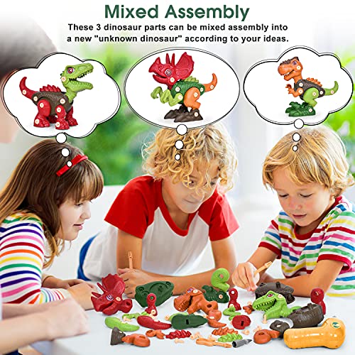 Fundia Take Apart Dinosaur Toys for Kids 3-5, Stem Toys for 3 4 5 6 7 Year Old Boys and Girls, Construction Dinosaur Toys Kids Toys with Electric Drill for 3-7 Year Old Boys and Girls Birthday Gifts