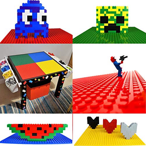 FunHaven Paquete de 4 Placas Base Grandes para Construcción de Ladrillos 32 x 32 Espigas o 25 x 25 cm | Compatible con Las Principales Marcas (Azul, Verde, Rojo, Amarillo)