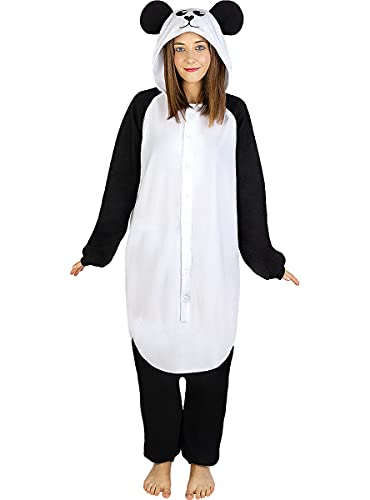 Funidelia | Disfraz de Oso Panda Onesie para Hombre y Mujer Talla XL ▶ Animales, Oso - Color: Blanco - Divertidos Disfraces y complementos para Carnaval y Halloween