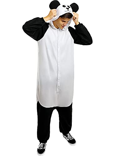 Funidelia | Disfraz de Oso Panda Onesie para Hombre y Mujer Talla XL ▶ Animales, Oso - Color: Blanco - Divertidos Disfraces y complementos para Carnaval y Halloween