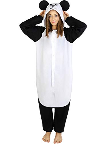 Funidelia | Disfraz de Oso Panda Onesie para Hombre y Mujer Talla XL ▶ Animales, Oso - Color: Blanco - Divertidos Disfraces y complementos para Carnaval y Halloween