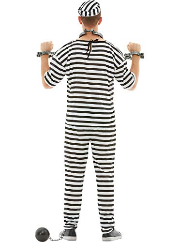 Funidelia | Disfraz de Prisionero para Hombre Talla S ▶ Ladrón, Preso, Delincuente, Profesiones - Color: Negro - Divertidos Disfraces y complementos para Carnaval y Halloween