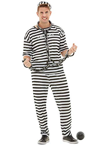 Funidelia | Disfraz de Prisionero para Hombre Talla S ▶ Ladrón, Preso, Delincuente, Profesiones - Color: Negro - Divertidos Disfraces y complementos para Carnaval y Halloween