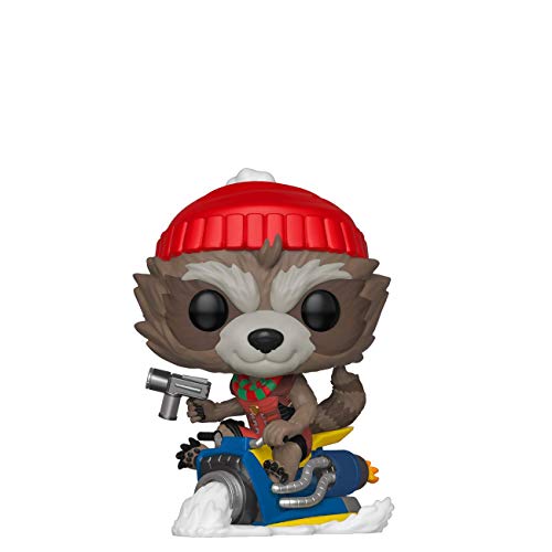 Funko - Pop! Bobble Vinyle Marvel: Holiday - Rocket Figura Coleccionable, Multicolor (43334)