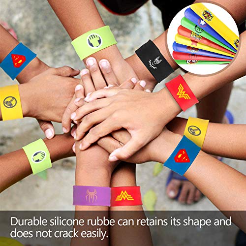 Funmo Pulseras de Bofetada, 36 Piezas Pulseras de Superhéroes Brazaletes de Superhéroes Pulsera Bofetada Fiesta Juguetes de Infantil Rellenos de Bolsa de Fiesta para niños niñas