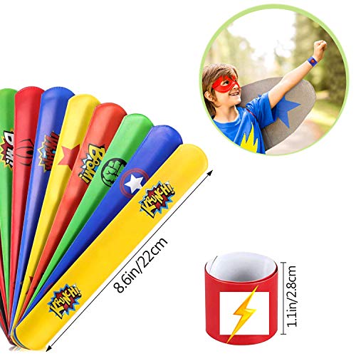 Funmo Pulseras de Bofetada, 36 Piezas Pulseras de Superhéroes Brazaletes de Superhéroes Pulsera Bofetada Fiesta Juguetes de Infantil Rellenos de Bolsa de Fiesta para niños niñas