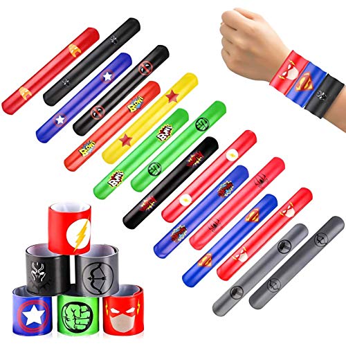 Funmo Pulseras de Bofetada, 36 Piezas Pulseras de Superhéroes Brazaletes de Superhéroes Pulsera Bofetada Fiesta Juguetes de Infantil Rellenos de Bolsa de Fiesta para niños niñas