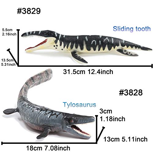 FUNSHOWCASE Prehistorico Mar Vida Dinosaurio Juguete Figuras Educativo Realista Plástico Estatuilla De Set de Juego Lote 5-Piece Tylosaurus Deslizante Diente Dunkleosteus Mosasaurus Plesiosauro