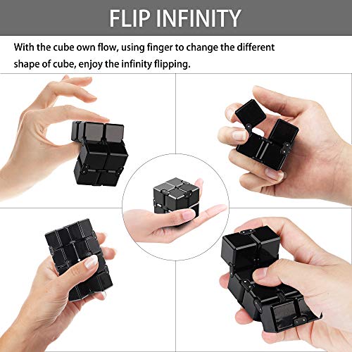 Funxim Infinity Cube Toy para Adultos y niños, versión Nueva Fidget Finger Toy Stress y Ansiedad, Killing Time Fidget Toys Infinite Cube para Office Staff (Negro)