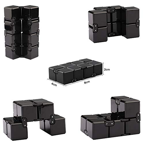 Funxim Infinity Cube Toy para Adultos y niños, versión Nueva Fidget Finger Toy Stress y Ansiedad, Killing Time Fidget Toys Infinite Cube para Office Staff (Negro)