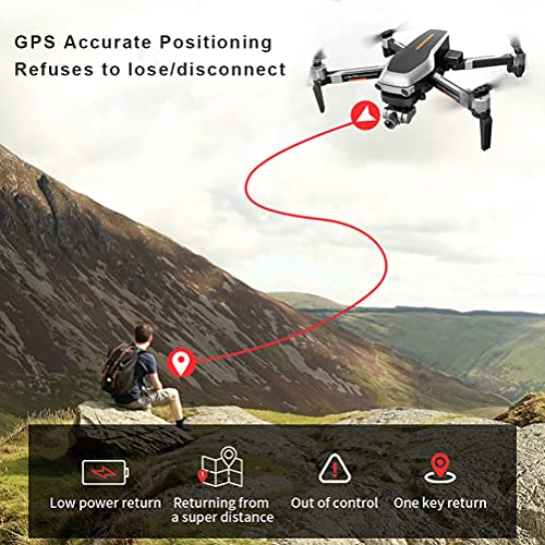 FXQIN RC Quadcopter para Adultos, Drone, GPS Dron con cámara 4K HD, Drone FPV WiFi 5G, Cardán mecánico 2 Ejes, Resistencia al Viento de Nivel 7, Zoom de 50x, 2 baterías