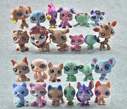 fyb 24pcs / Set Mini Little Animal Dolls Rare Pet Shop Figuras de acción Tiger Littlest Cat Dog Dachshund Collie Cat Patrulla Canina Toy, B -24pcs