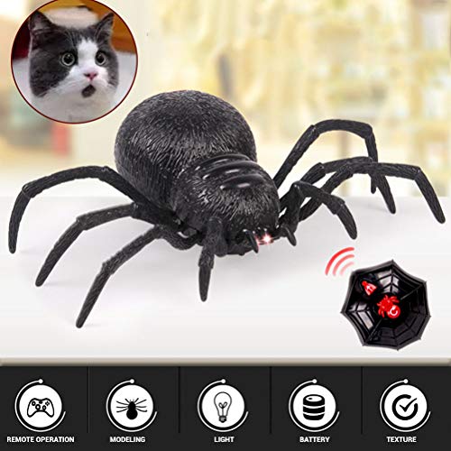 Fyeep Araña controlada a Distancia, artículo de Broma de luz de araña Gigante, tarántula RC Spider Araña Gigante de Control Remoto 19 cm para decoración de Halloween