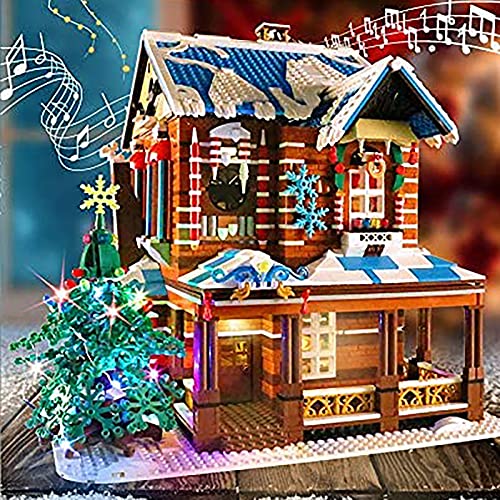 FYHCY Modelo de casa navideña, Mold King 16011, casa navideña de Pan de Jengibre con luz y música, 3693 Piezas sujeción Bloques construcción Juego construcción Compatible con Lego Christmas House