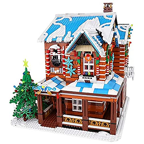 FYHCY Modelo de casa navideña, Mold King 16011, casa navideña de Pan de Jengibre con luz y música, 3693 Piezas sujeción Bloques construcción Juego construcción Compatible con Lego Christmas House