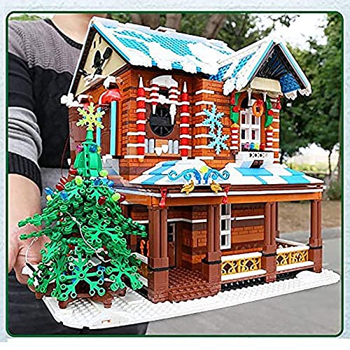 FYHCY Modelo de casa navideña, Mold King 16011, casa navideña de Pan de Jengibre con luz y música, 3693 Piezas sujeción Bloques construcción Juego construcción Compatible con Lego Christmas House