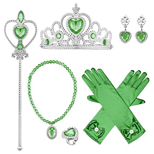 FYMNSI Disfraz Anna Niña Princesa Reinas de Nieve 2 Cosplay Carnaval Vestido con Accesorios Disfraces de Fiesta Ceremonia Navidad Fancy Dress up Costume para Chicas Verde + Accesorios 2-3 años