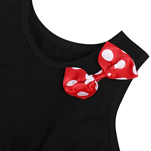 FYMNSI - Disfraz de Minnie con lunares de princesa, vestido con lazo para carnaval, cosplay, fiesta de cumpleaños, Halloween, Navidad, para 1 a 7 años Rojo + Negro 01 4-5 Años