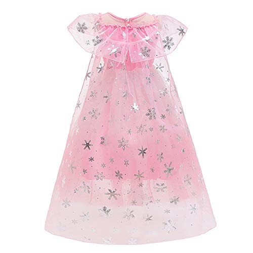 FYMNSI Disfraz de princesa Elsa de Frozen, disfraz de copo de nieve, vestido de tul con accesorios, para Navidad, Halloween, carnaval, cosplay, cumpleaños, fiesta, Rosa gradiente., 5-6 Años